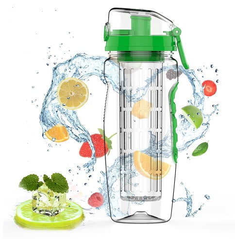 900 ml Tragbare Wasserflasche mit Obsteinsatz – Transparent und auslaufsicher