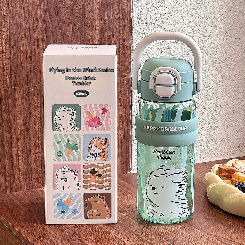 Sommer-Doppeltrinkwasserflasche aus hochtemperaturbeständigem Kunststoff mit großer Kapazität