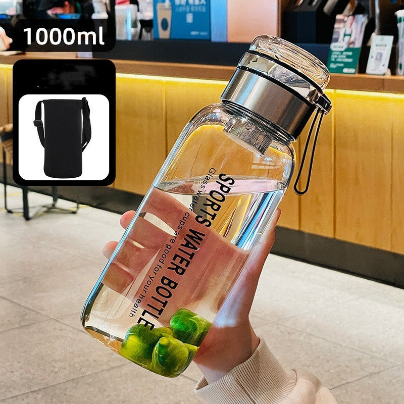 Glaswasserflasche mit großem Fassungsvermögen und Filtersieb