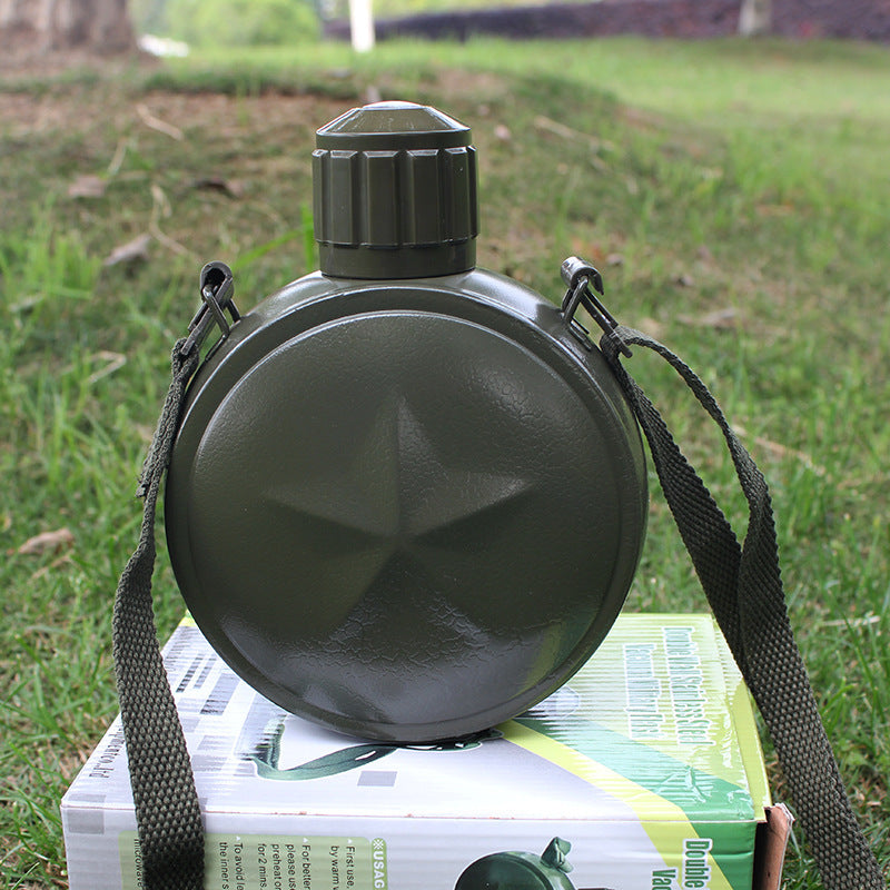 Reiseflasche rund aus Edelstahl