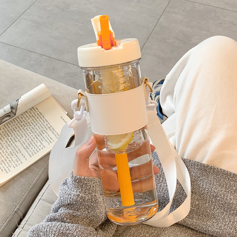 Tee-Wasser-Trinkflasche mit Strohhalm 800 ml