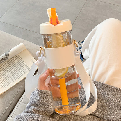 Tee-Wasser-Trinkflasche mit Strohhalm 800 ml