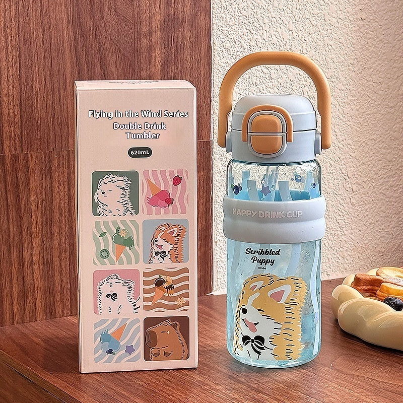 Sommer-Doppeltrinkwasserflasche aus hochtemperaturbeständigem Kunststoff mit großer Kapazität