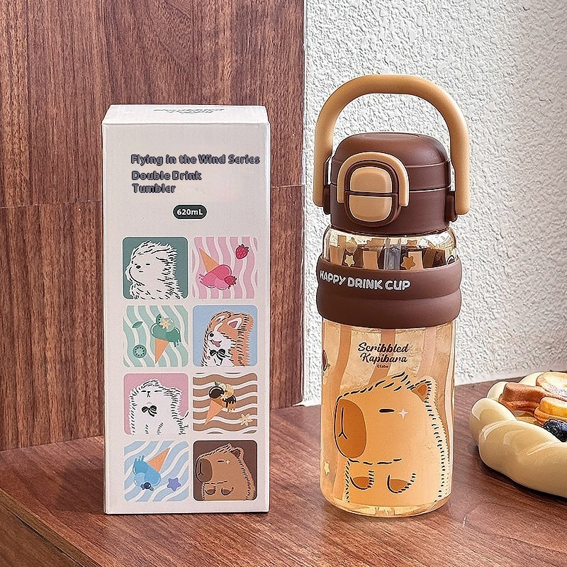 Sommer-Doppeltrinkwasserflasche aus hochtemperaturbeständigem Kunststoff mit großer Kapazität