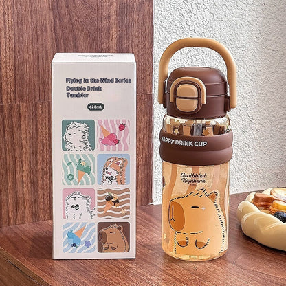 Sommer-Doppeltrinkwasserflasche aus hochtemperaturbeständigem Kunststoff mit großer Kapazität