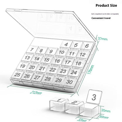 Medizin-Aufbewahrungsbox mit großem Fach für einen Monat