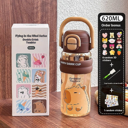 Sommer-Doppeltrinkwasserflasche aus hochtemperaturbeständigem Kunststoff mit großer Kapazität