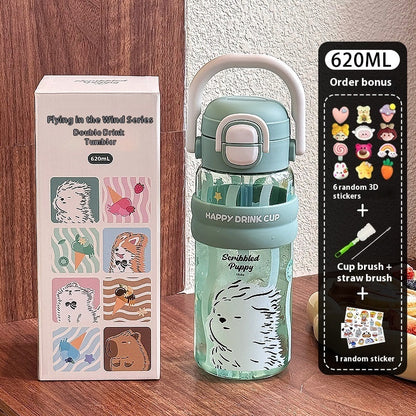 Sommer-Doppeltrinkwasserflasche aus hochtemperaturbeständigem Kunststoff mit großer Kapazität