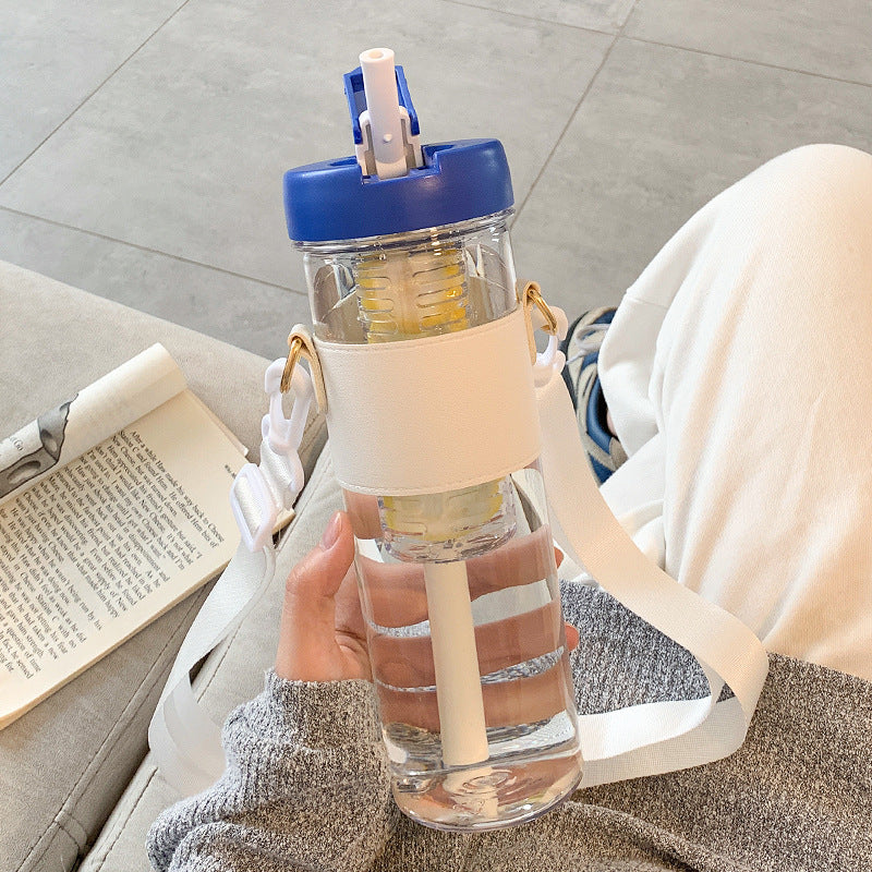 Tee-Wasser-Trinkflasche mit Strohhalm 800 ml