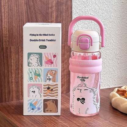 Sommer-Doppeltrinkwasserflasche aus hochtemperaturbeständigem Kunststoff mit großer Kapazität