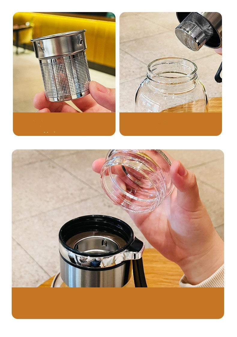 Glaswasserflasche mit großem Fassungsvermögen und Filtersieb