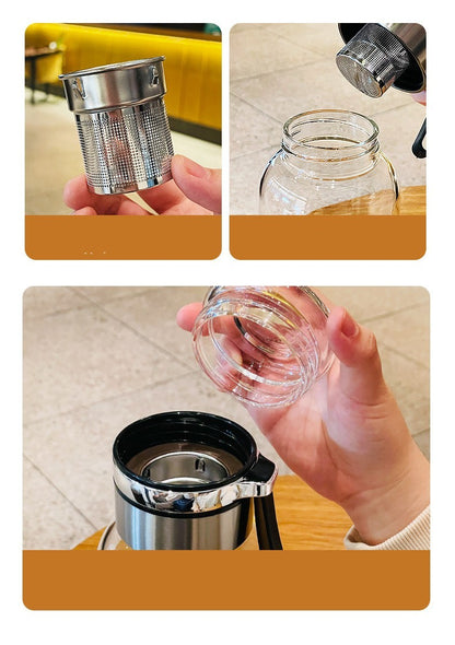 Glaswasserflasche mit großem Fassungsvermögen und Filtersieb